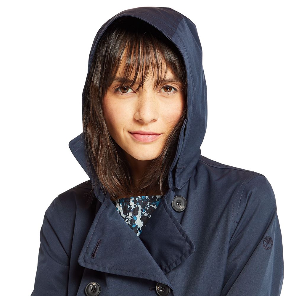 Timberland Womens Coats Classic Waterproof Trench - Navy - India CL5891624